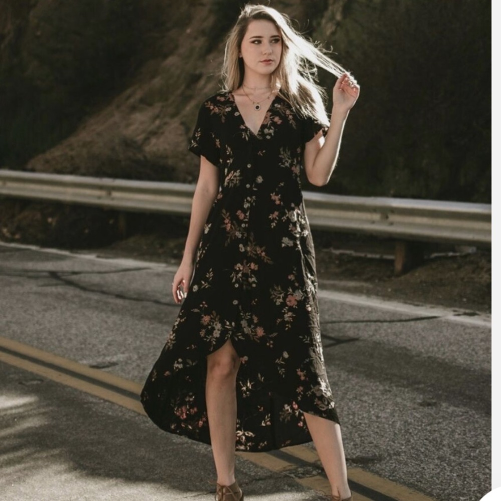 Saltwater Luxe Floral Black Maxi Dress